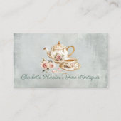 アンティークショップアイボリーティーポット&英語バラ 名刺 (正面)