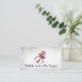 アンティークショップエレガント、ヴィンテージブラス鍵ピンクボウ 名刺 (スタンド正面)