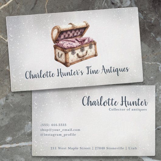 アンティークショップエレガント、ヴィンテージ装飾古いトランク 名刺