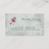 アンティークショップ内装デザイン旧鍵ピンクボウ 名刺 (裏面)