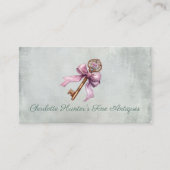 アンティークショップ内装デザイン旧鍵ピンクボウ 名刺 (正面)