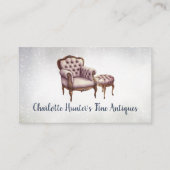 アンティークショップ、エレガントヴィンテージ椅子およびオットマン 名刺 (正面)