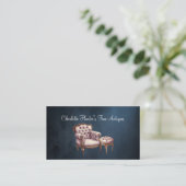 アンティークショップ、エレガントヴィンテージ椅子およびオットマン 名刺 (スタンド正面)