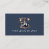 アンティークショップ、ヴィンテージ古い電話、金ゴールド、青 名刺 (正面)