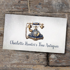 アンティークショップ、ヴィンテージ古い電話、金ゴールド、青 名刺