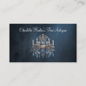 アンティークショップ、ヴィンテージ古シャンデリア金ゴールドと青 名刺 (正面)