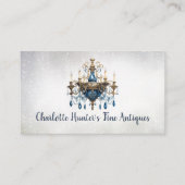 アンティークショップ、ヴィンテージ古シャンデリア金ゴールドと青 名刺 (正面)