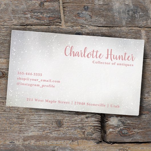 アンティークショップ、ヴィンテージ古茶ポット金ゴールドピンクのバラ 名刺