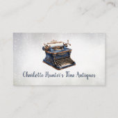 アンティークショップ、ヴィンテージ旧活字、金ゴールド、青 名刺 (正面)