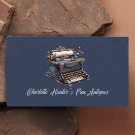 アンティークショップ、ヴィンテージ旧活字、金ゴールド、青 名刺