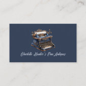 アンティークショップ、ヴィンテージ旧活字、金ゴールド、青 名刺 (正面)