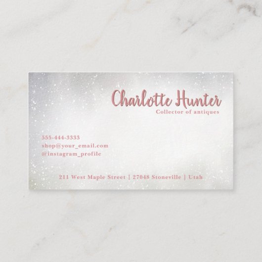 アンティークショップ、ヴィンテージ水やりできるワイルドフラワー 名刺 (裏面)