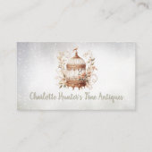 アンティークショップ、ヴィンテージ金ゴールド鳥かご 名刺 (正面)