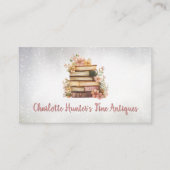 アンティークショップ、古い本のヴィンテージスタックフローラ 名刺 (正面)