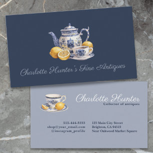 アンティークショップChinoiserie blue teapotレモン 名刺
