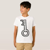 アンティークシルバーの手描きスケルトンキー Tシャツ (正面フル)
