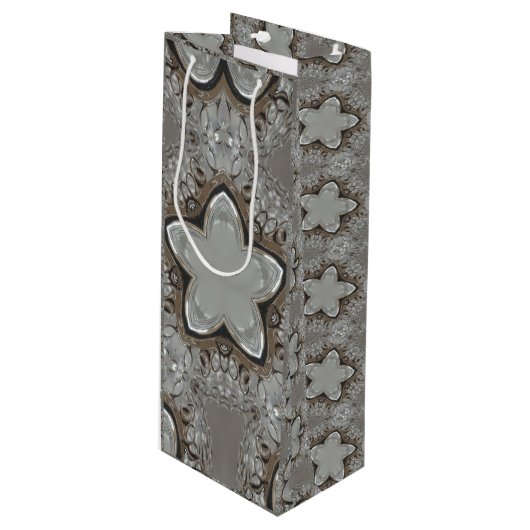 アンティークシルバーグレークリスマススターシックワインバッグ ワインギフトバッグ (正面アングル)