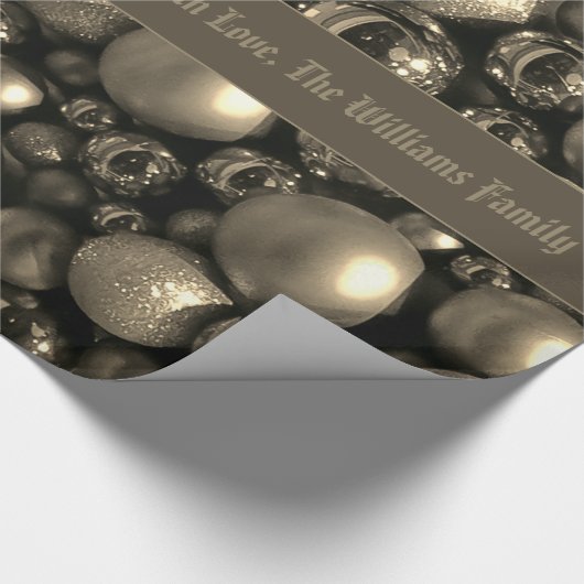 アンティークシルバーグレークリスマスボーブルズ追加文字 ラッピングペーパー (角)