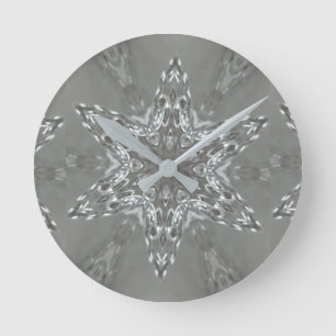 アンティークシルバーグレー装飾万華鏡星 ラウンド壁時計
