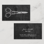 アンティークシルバーシザーウエレガントッド美容師 名刺 (正面/裏面)