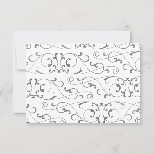 アンティークシルバーフローリッシュウェディングRSVP 出欠カード (裏面)