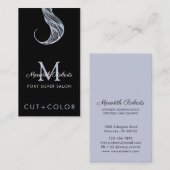 アンティークシルバーブラックモノグラムヘアカラースタイリスト 名刺 (正面/裏面)
