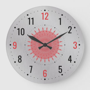 アンティークシルバーメタルデコール – ヴィンテージグレー ラージ壁時計