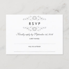 アンティークシルバー フラワー ウェディング RSVP