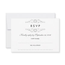 アンティークシルバー フラワー ウェディング RSVP