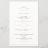 アンティークシンプル金ゴールドモノグラムエレガントウェディングメニュー (正面)