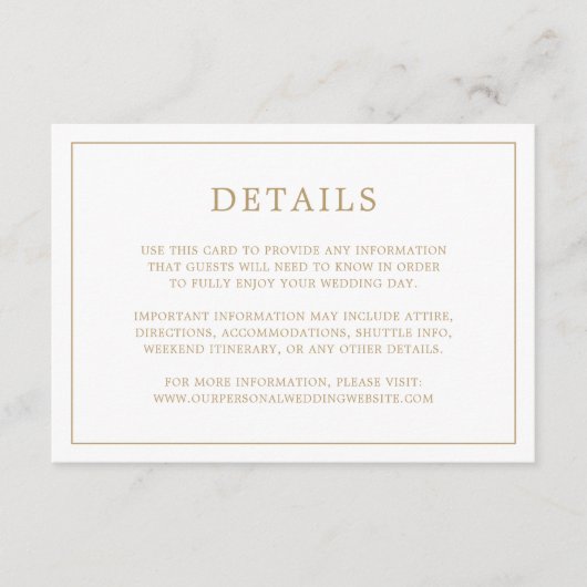 アンティークシンプル金ゴールドモノグラムエレガントウェディング エンクロージャーカード (正面)