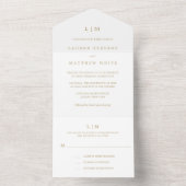 アンティークシンプル金ゴールドモノグラムエレガントウェディング オールインワン招待状 (内側)