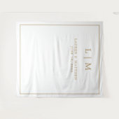 アンティークシンプル金ゴールドモノグラムエレガントウェディング タペストリー (正面(横))