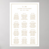 アンティークシンプル金ゴールドモノグラムエレガントウェディング ポスター (正面)