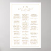 アンティークシンプル金ゴールドモノグラムエレガントウェディング ポスター (正面)