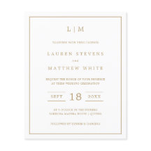 アンティークシンプル金ゴールドモノグラムバジェットウェディング招待