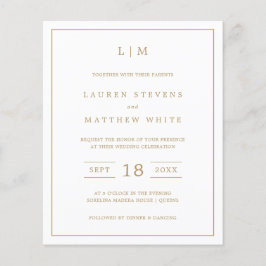 アンティークシンプル金ゴールドモノグラムバジェットウェディング招待