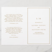 アンティークシンプル金ゴールドモノグラム結婚式 プログラム (正面)