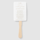 アンティークシンプル金ゴールドモノグラム結婚式 プログラム ハンドファン (正面)