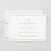 アンティークシンプル金ゴールドモノグラ結婚ム延滞 招待状 (正面)