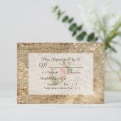 アンティークシート音楽ヴィンテージバラ結婚式RSVPカード 出欠カード (スタンド正面)