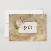 アンティークシート音楽ヴィンテージバラ結婚式RSVPカード 出欠カード (裏面)