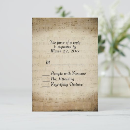 アンティークシート音楽RSVP 出欠カード (スタンド正面)