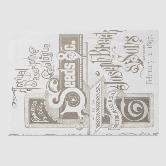 アンティークシードカタログタイポグラフィ切り離し 薄葉紙 (正面)