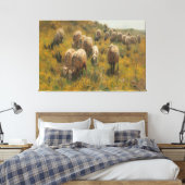 アンティークシープパスチャーヴィンテージファームハウスカントリー キャンバスプリント (インサイチュ (寝室))