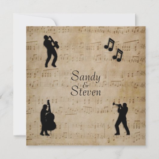 アンティークシー結婚ト音楽の招待 招待状 (裏面)