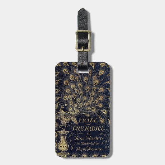 アンティークジェーンオースティンプライドと偏見ピーコック ラゲッジタグ (正面縦)