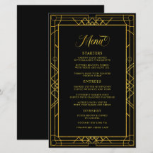 アンティークジオメトリック金ゴールドフレーム結婚ブラックのメニュー