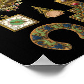 アンティークジュエリーヴィンテージアートイラストレーションフェイクCa ポスター (角)