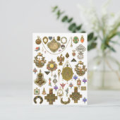 アンティークジュエリーヴィンテージアートイラストレーションフェイクCa ポストカード (スタンド正面)